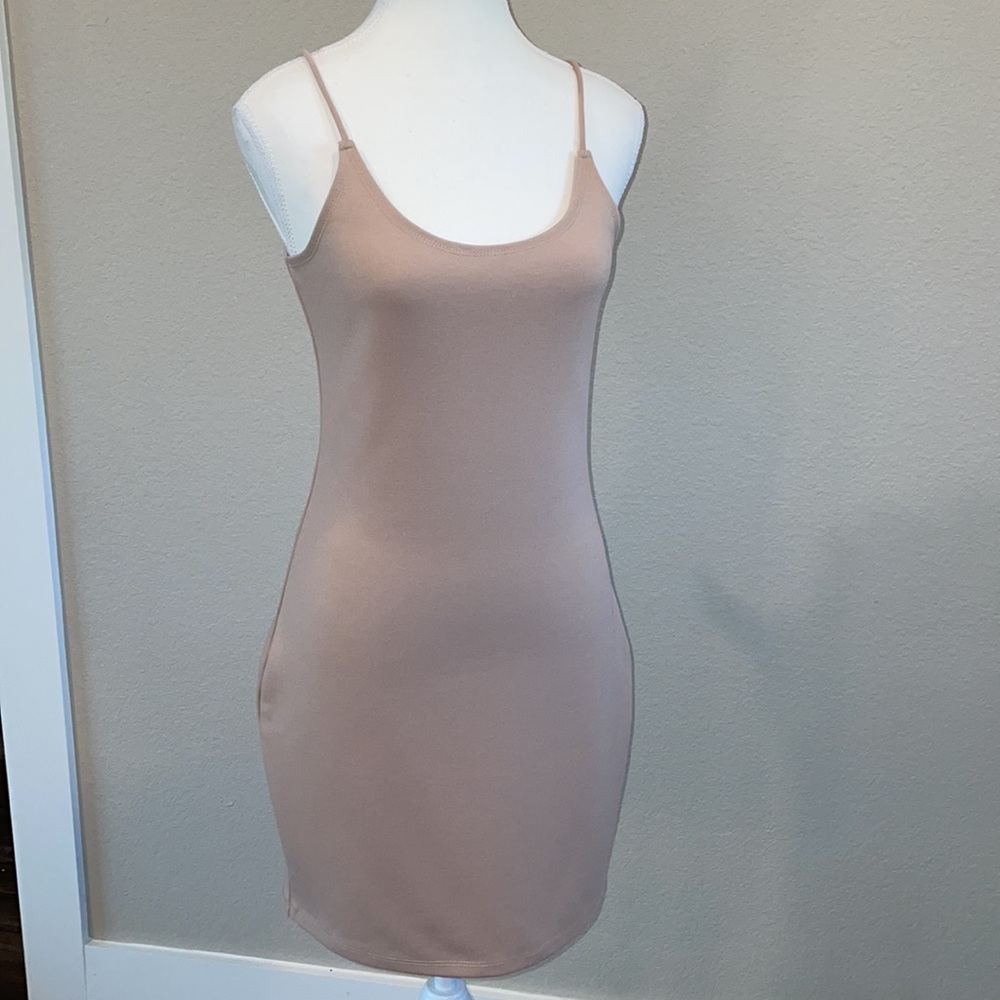 Mini Body-con Dress Color Tan Size L